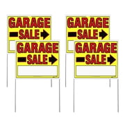 Sunburst Systems 3960 Garage Sale Signs, Double Sided, Assembled with Metal Stakes, 14" x 22"- 4 pack