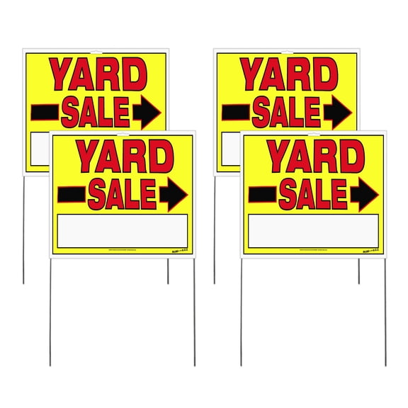 Sunburst Systems 3965 Yard Sale Signs, Double Sided, Comes Assembled with Metal Stakes, 14" x 22"- 4 pack