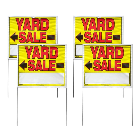 Sunburst Systems 3965 (Assembled) 14" x 22" Double Sided Yard Sale Signs with Stakes, 4 Pack