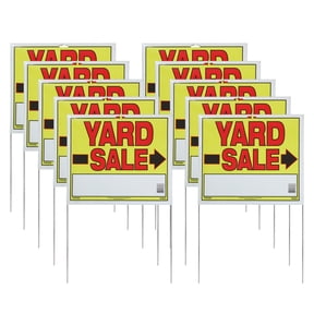 Sunburst Systems 4908 Yard Sale Signs, Double Sided, Comes Assembled with Metal Stakes, 14" x 22"- 10 pack