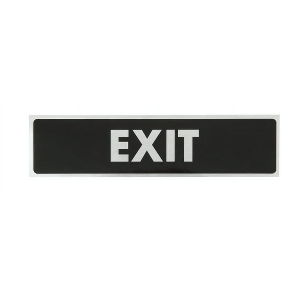 Sunburst Systems 5714 Exit Sign Brushed Chrome Weather Resistant Removable Decal Sticker, High Quality Outdoor Durable Vinyl,, 2" H x 8.5" W