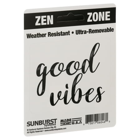 Sunburst Systems 6046 Good Vibes Weather Resistant Removable Decal Sticker, High Quality Outdoor Durable Vinyl, 2.75" H X 3.5" W