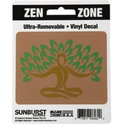 Sunburst Systems 6062 Yoga Tree Zen Zone Weather Resistant Removable Weather Resistant Removable Decal Sticker, High Quality Outdoor Durable Vinyl, 2.75" H x 3.5" W