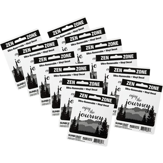 Sunburst Systems 6247 Enjoy The Journey Weather Resistant Removable Decal Sticker, High Quality Outdoor Durable Vinyl, 2.75" H x 3.5" W, 12 pack