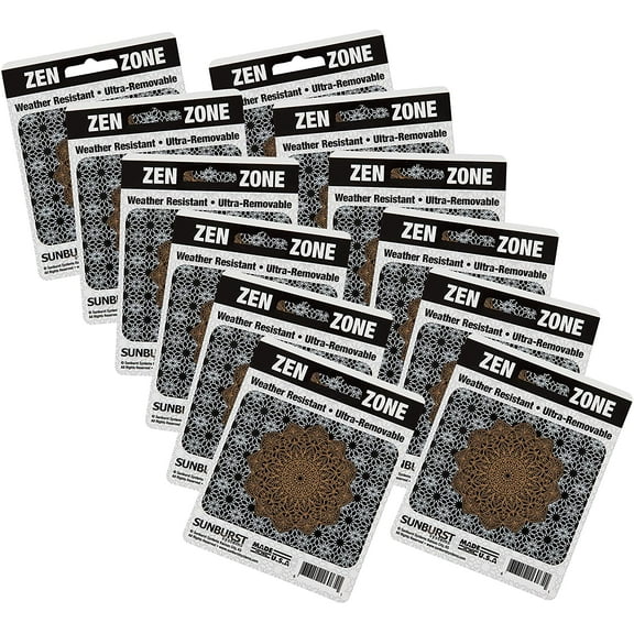 Sunburst Systems 6265 Gold on Black Flower Weather Resistant Removable Decal Sticker, High Quality Outdoor Durable Vinyl, 2.75" H x 3.5" W, 12 pack