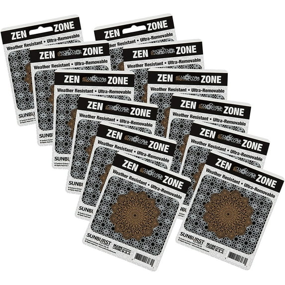 Sunburst Systems 6265 Gold on Black Flower Weather Resistant Removable Decal Sticker, High Quality Outdoor Durable Vinyl, 2.75" H x 3.5" W, 12 pack