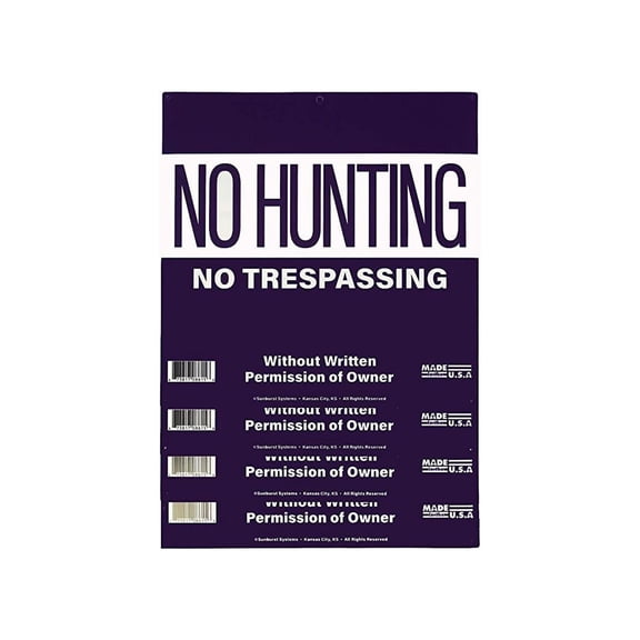 Sunburst Systems 8634 No Hunting/ No Trespassing Sign, 4 Pack