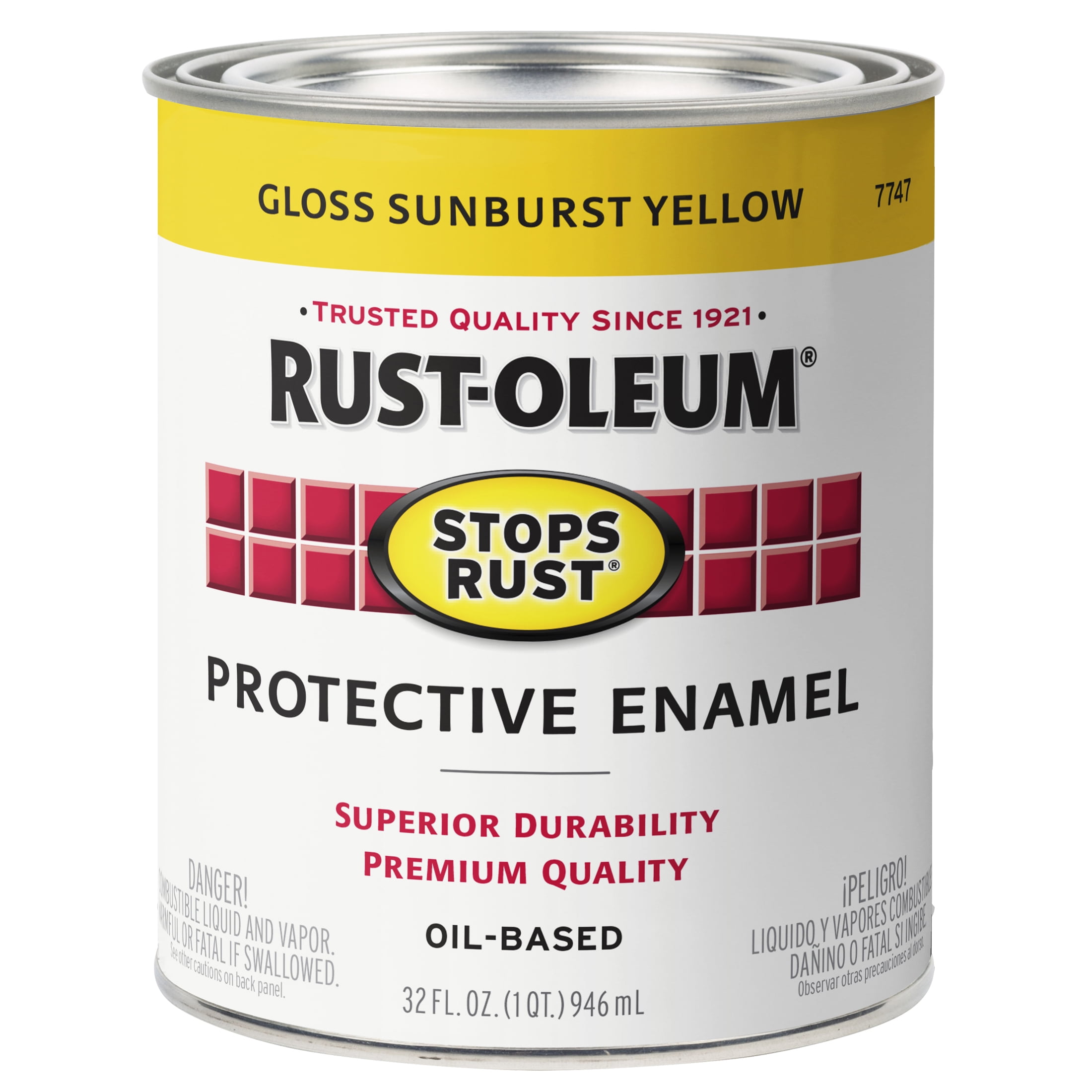 Sunburst Yellow, Rust-Oleum Stops Rust Gloss Protective Enamel Paint- 7747502, Quart- 2 Pack