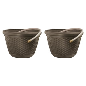 Suncast Resin Wicker Hose Pot, 100 ft Capacity, 2 Pack