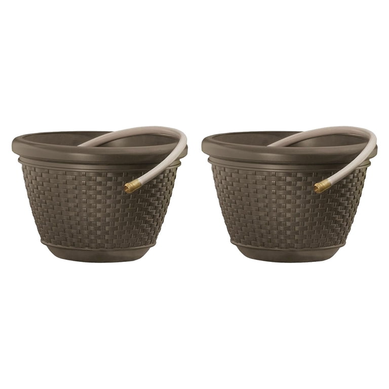 Suncast Resin Wicker Hose Pot, 100 ft Capacity, 2 Pack photo 1