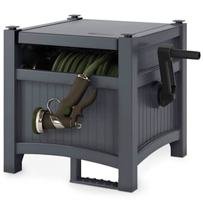 Suncast 100 Foot Hose Hideaway Resin Storage, Cyberspace Grey