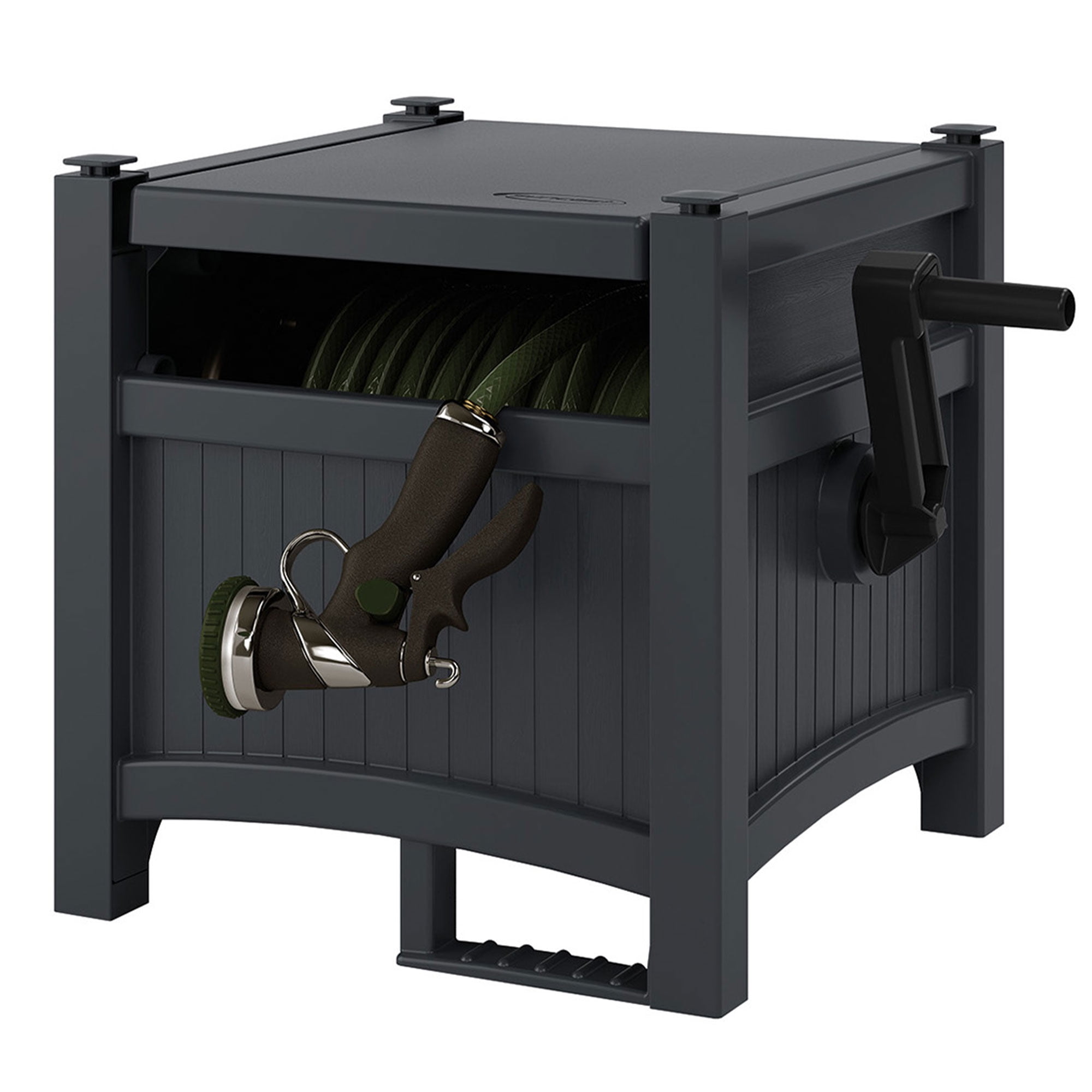 Cyberspace Grey Resin Manual Hand Crank Garden Hose Reel