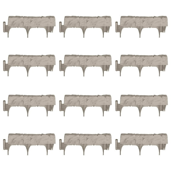 Suncast 12-Inch Landscape Decorative Natural Stone Edging, Gray (12 Pack)
