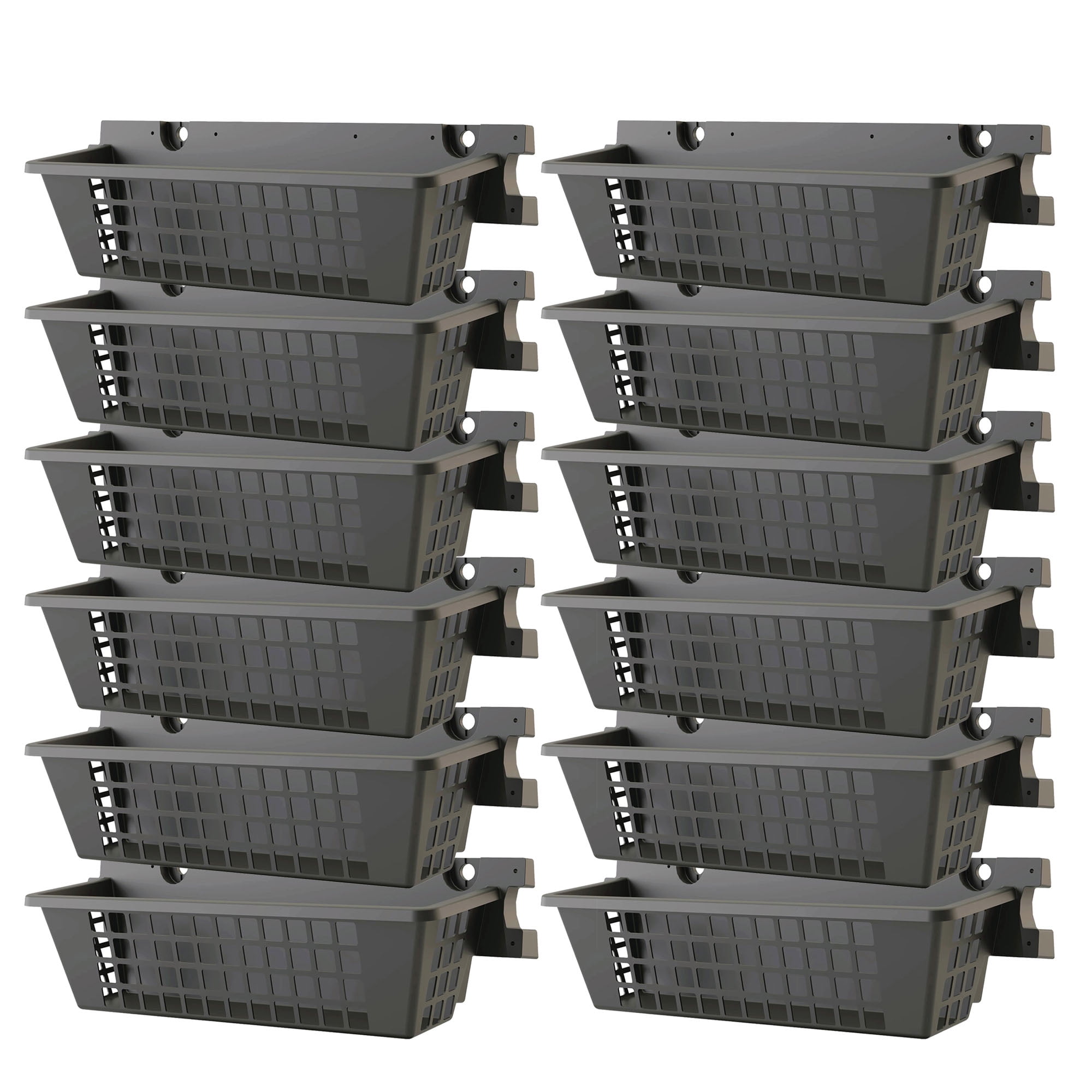 Suncast 12 Pack 25 x 7.25 Inch Resin Basket Accessory for Outdoor Shed, Black