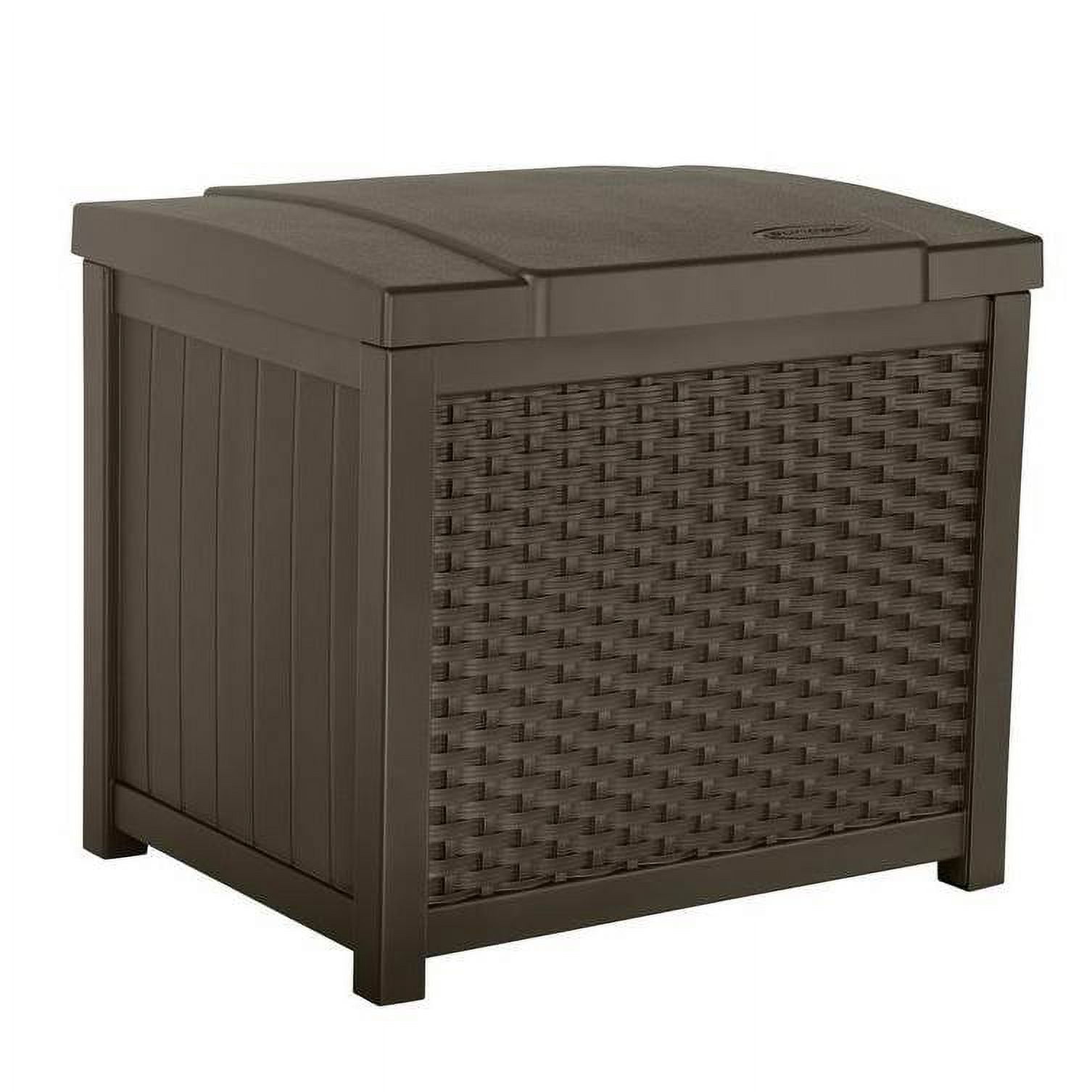 Suncast 122 And 22 Gallon Resin Rattan Wicker Deck Boxes With Latching