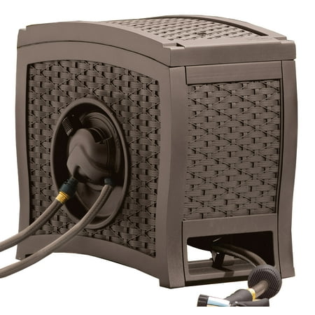 Suncast 125 ft. AquaWinder Auto Rewind Resin Free-Standing Hose Reel, Java Brown