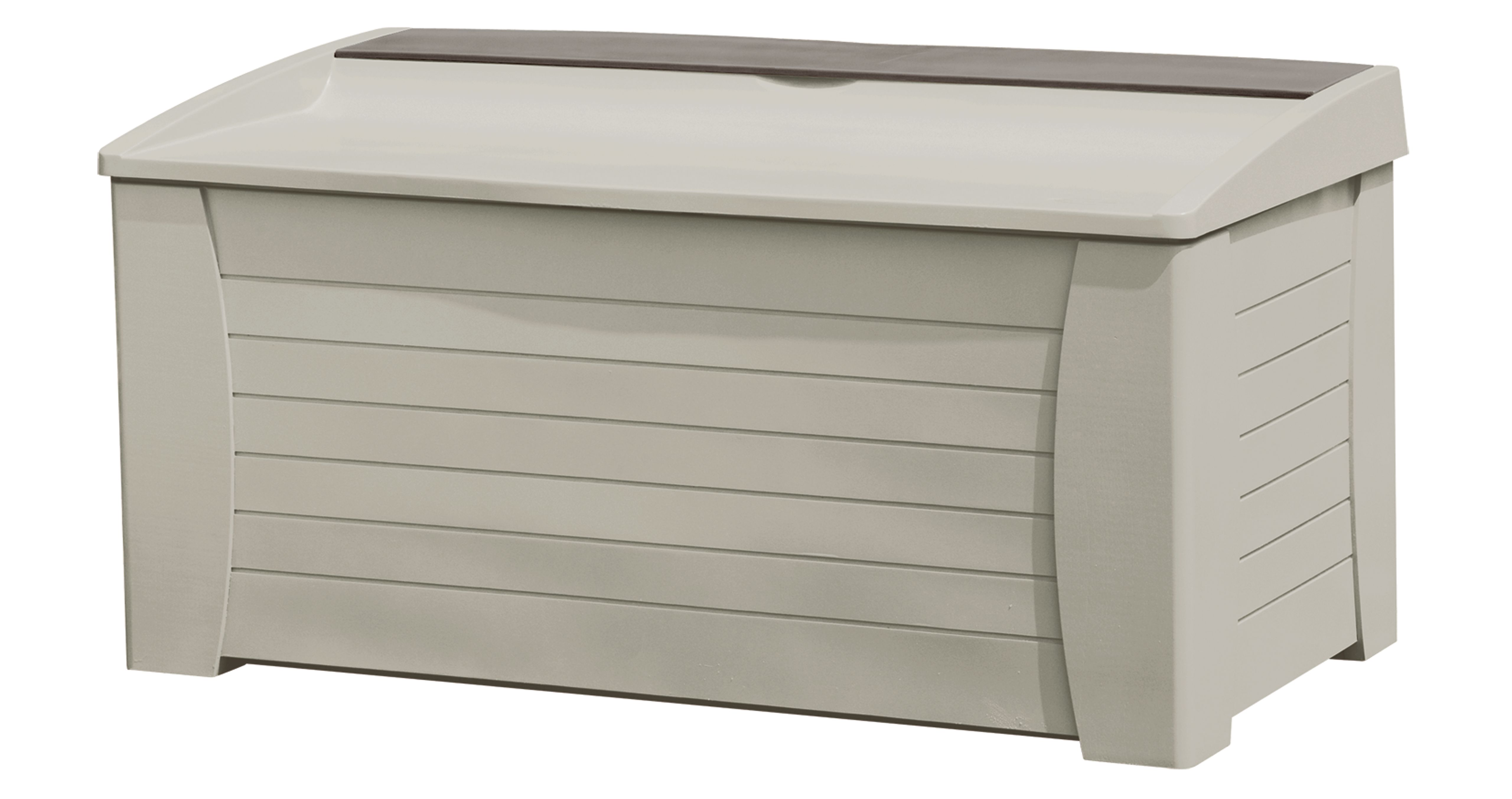 Suncast 127 Gallon Capacity Outdoor Patio Storage Deck Box, Resin, w/ Seat, Taupe, 54.5 in D x 27 in H x 28 in W, 35 lb - image 1 of 6