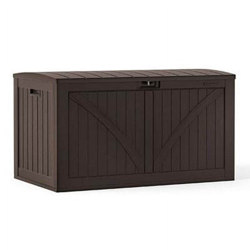 Suncast 134Gallon Outdoor Resin Deck Storage Box with Seat, Java Brown