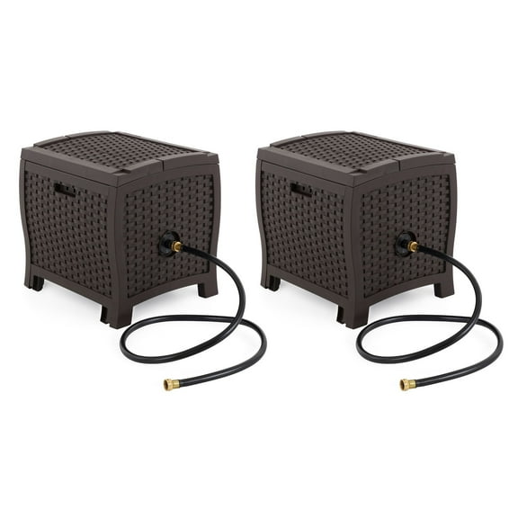 Suncast 175 Foot Slide Trak Outdoor Garden Water Hose Hideaway, (2 Pack)