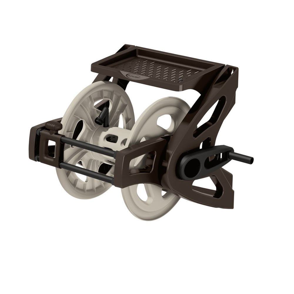 Suncast Taupe Resin Wall Mounted Hose Reel with Crank Handle