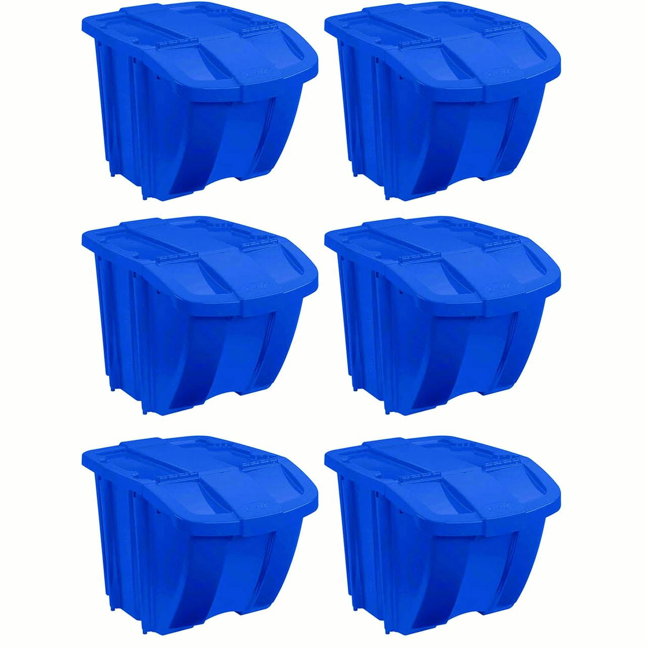 Suncast 18 Gallon Durable Stackable Resin Home Storage Bin w/ Lid, Blue