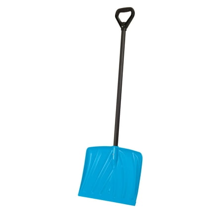 Suncast 18" Snow Shovel and Pusher with Steel Core Handle, Blue