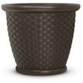 thumbnail image 1 of Suncast Sonora 18" Resin Wicker Style Yard & Garden Flower Planter, Brown, 1 of 3
