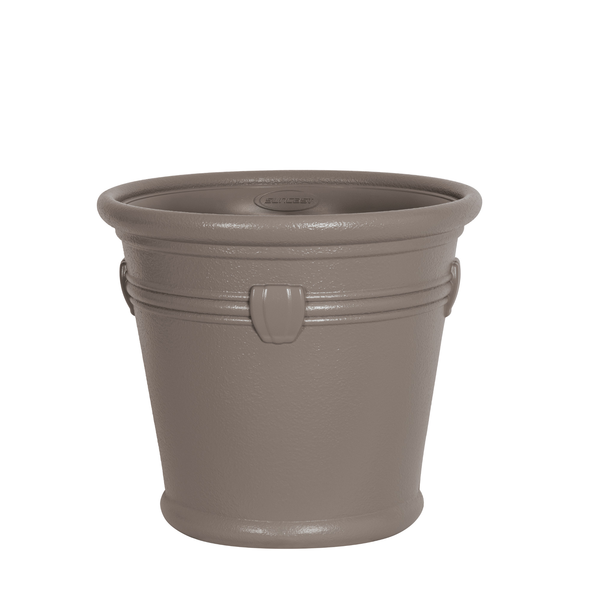Suncast 18" Waterton Resin Terracotta Flower Planter Pot, Dark Taupe, Set of 2