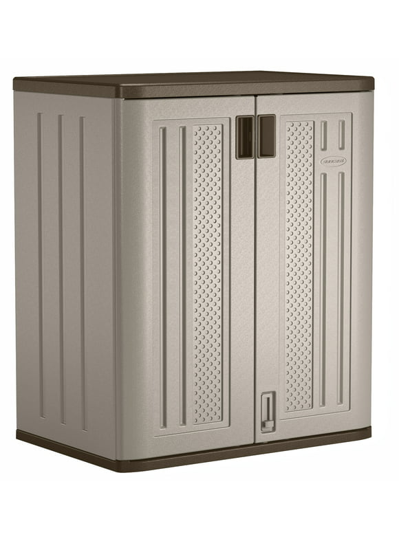 Suncast 2-Shelf Resin Base Cabinet, Platinum Metallic