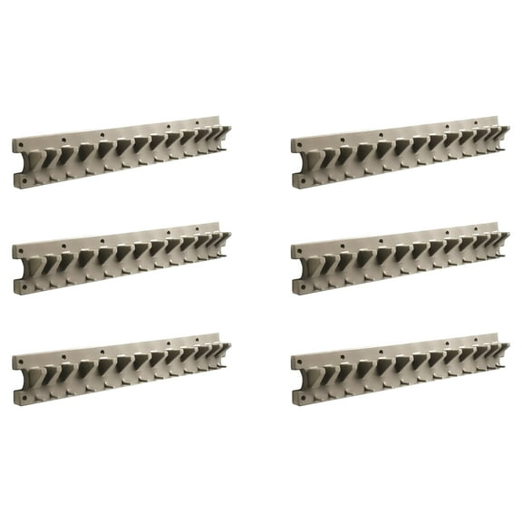 Suncast 2' Wall Mounted Garage Garden Hand Tool Organizer, Platinum (6 Pck)