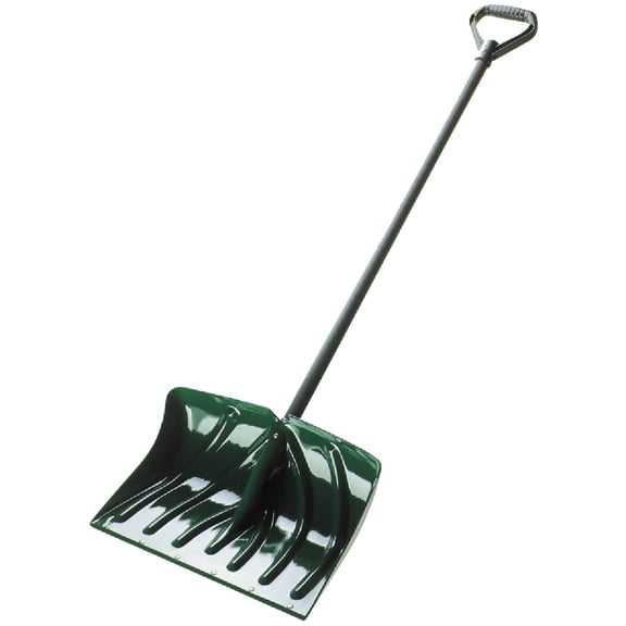 Suncast 20" Ergonomic Snow Shovel Pusher with Graphite Blade, Green