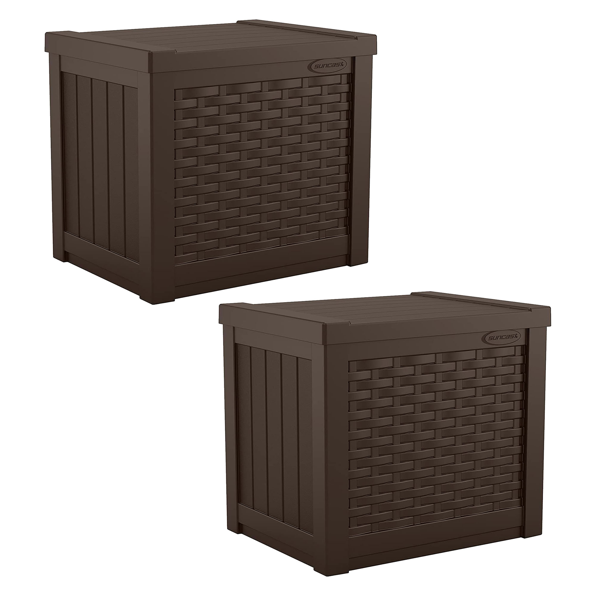Suncast 22 Gal Outdoor Patio Small Deck Box w/ Storage Seat, Java (2 Pack) - image 1 of 10