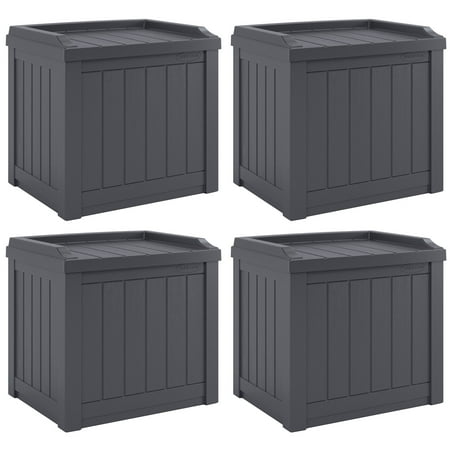 Suncast 22 Gal Outdoor Patio Small Deck Box with Storage Seat (4 Pack)