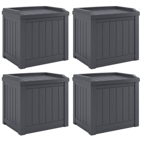Suncast 22 Gal Outdoor Patio Small Deck Box with Storage Seat (4 Pack)