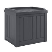 Suncast 22 Gal Outdoor Patio Small Deck Box with Storage Seat, Cyberspace