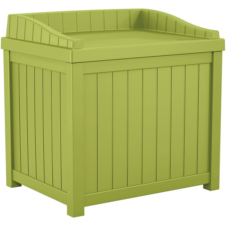 Suncast 22 Gallon Oasis Green Resin Small Storage Seat Deck Box SS1000GD Walmart