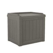 Suncast 22 Gallon Outdoor Patio Small Deck Box with Storage Seat, Resin, Stone, 22 in D x 20.5 in H x 17 in W, 9.3 lb