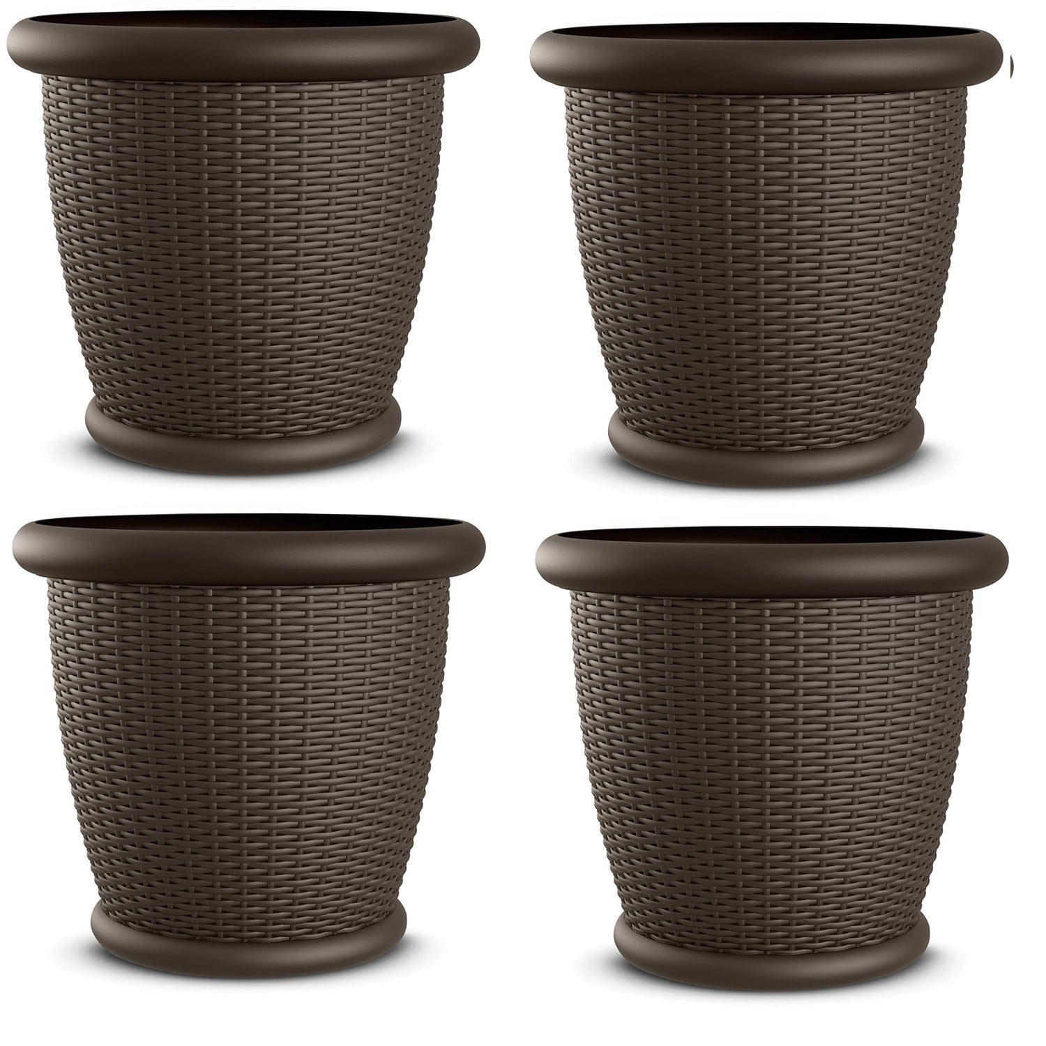 Willow Resin Wicker 22" Pot Planter for Indoor & Outdoor, Brown