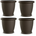 thumbnail image 1 of Suncast Willow 22" Resin Wicker Decorative Pot Planters, Set of 4, Java, 1 of 7