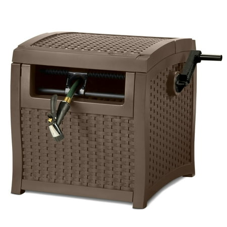 Suncast 225' Smart Track Outdoor Garden Hose Reel Hideaway with Hose Guide, Java Brown