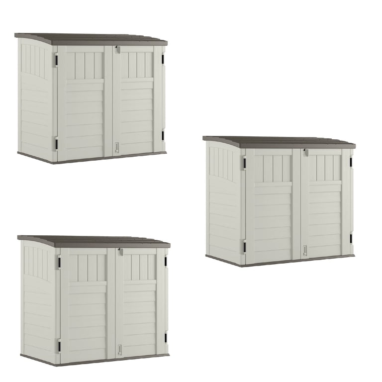 Suncast 3 Door Locking System Horizontal Storage Shed Stow Away