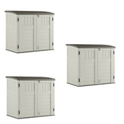 Suncast 3 Door Locking System Horizontal Storage Shed Stow Away, Ivory 3 Pack