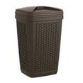 thumbnail image 1 of Suncast 30 Gallon Resin Wicker Decorative Outdoor Patio Trash Hideaway, Java, 1 of 7