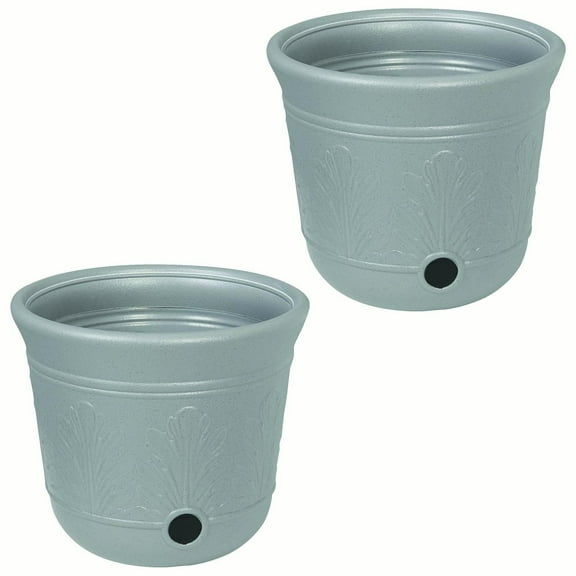 Suncast 300-Foot Heavy Duty 5-Gallon Decorative Garden Hose Pot, Gray (2 Pack)