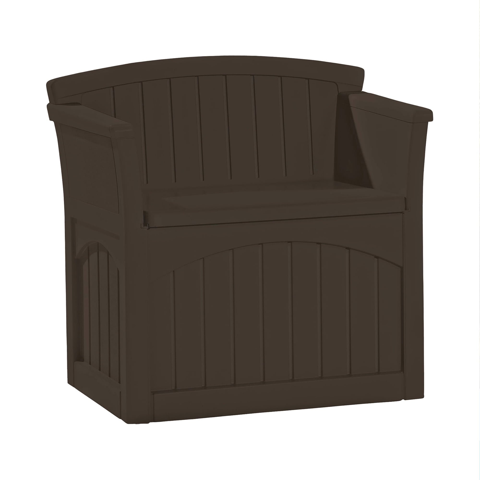 Java Brown Resin Outdoor Storage Bench with Armrests