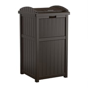 Suncast Resin Hideaway Outdoor Trash Can with Latching Lid, Java