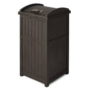Suncast Resin Hideaway Outdoor Trash Can with Latching Lid, Java