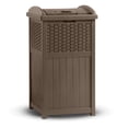thumbnail image 1 of Suncast 33 Gallon Hideaway Wicker Trash Can for Outdoor Patio, Brown, 1 of 5