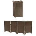 thumbnail image 1 of Suncast 33 Gallon Resin Trash Can and Suncast Garden Screen Gate Fence, Java, 1 of 10