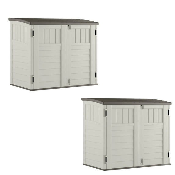 Suncast 34 CU Durable Resin Horizontal Storage Shed w/ Reinforced Floor (2 Pack)